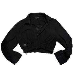 Emory Park crop blouse Y2K collar preppy babydoll top Black Large A005496